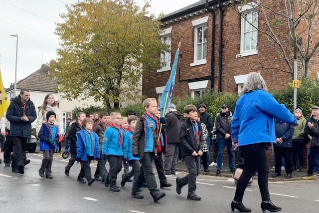 Beavers marching in the parade.