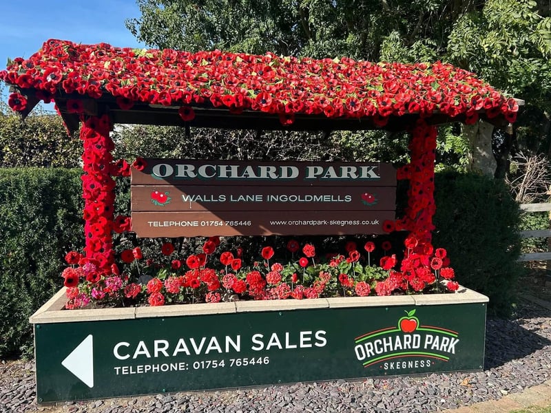 Hand-made Remembrance displays at the park, in Ingoldmells.