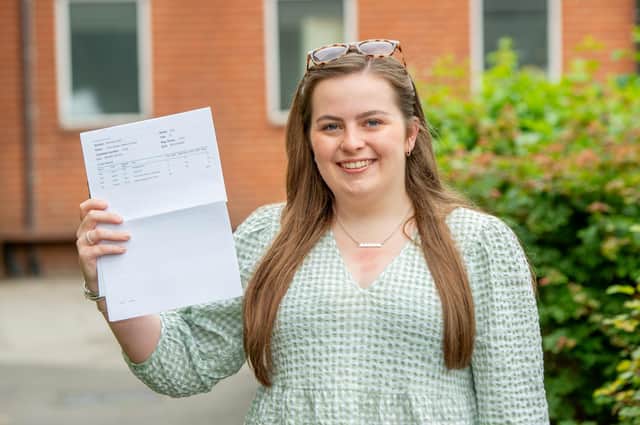 Evie Newton with her A Level results.