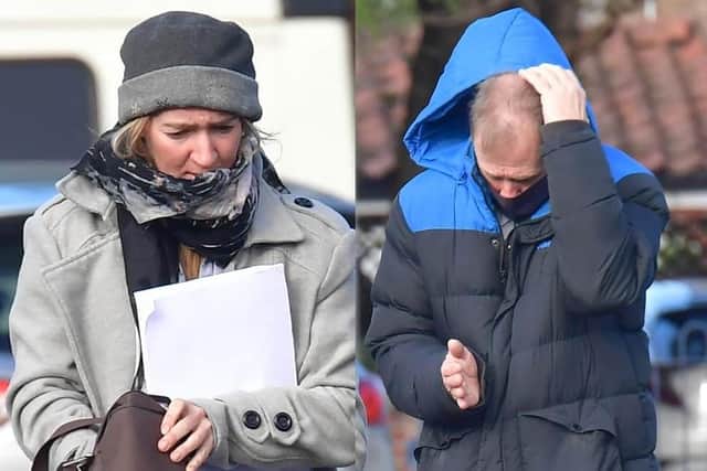 Adcock and King pictured leaving Boston Magistrates Court last month.