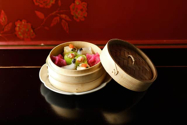 The beautiful colours of the classic dim sum platter. Image: Hakkasan