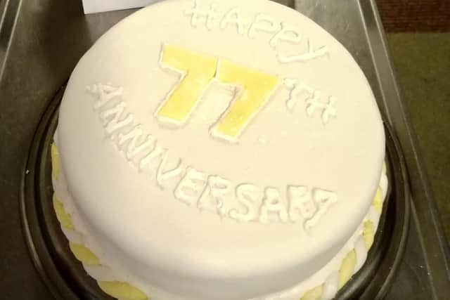 Arthur and Olive's cake on their anniversary.