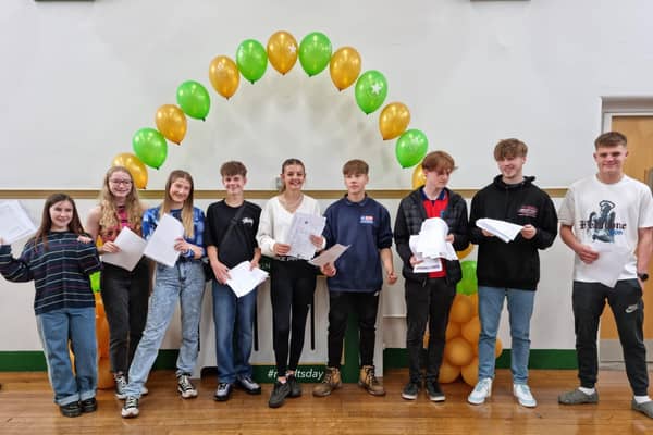 Skegness Grammar School students celebrating their GCSE results.