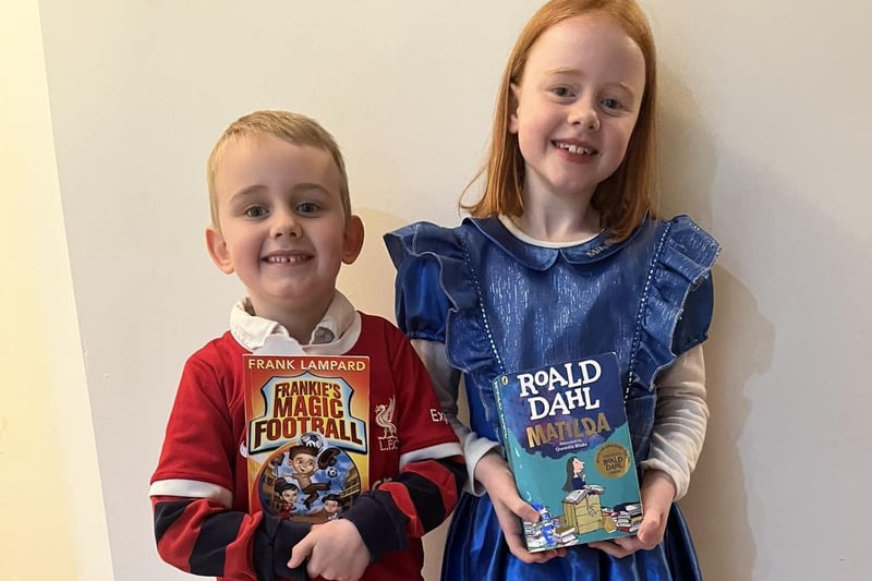 Rory and Isla Armitage dressed for World Book Day at Caythorpe School.