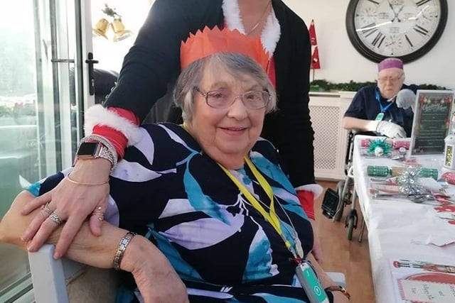 Hayley and Pat enjoying festive fun.