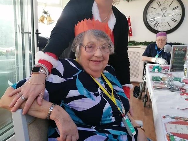 Hayley and Pat enjoying festive fun.