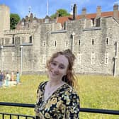 Boston-born Megan Clawson in her former home, the Tower of London.