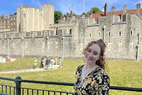 Boston-born Megan Clawson in her former home, the Tower of London.