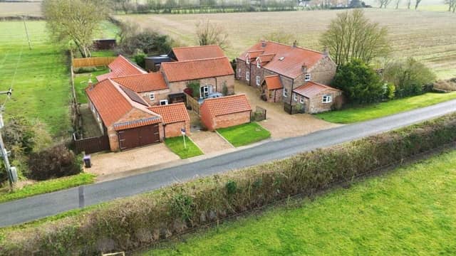 An aerial view of the properties.