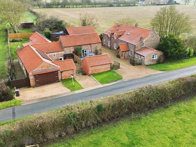 An aerial view of the properties.