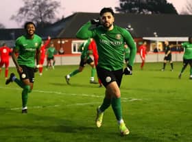 Sleaford Town picked up a first victory of 2023 with victory at Wisbech. Pic by Steve Davies Photography