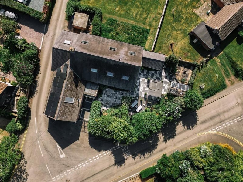 A bird's-eye view of the property.
