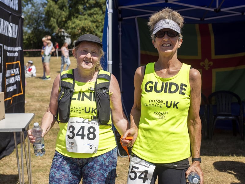 Visually impaired runner Iris Peel with guide runner Fiona Everingham. Photo: Holly Parkinson