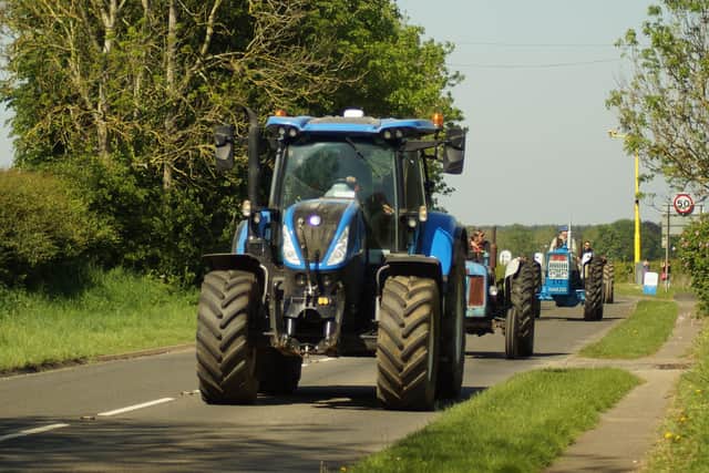 Tractors heading out on the 2024 run