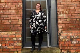 Caroline outside her new premises at Marshall's Yard, Gainsborough