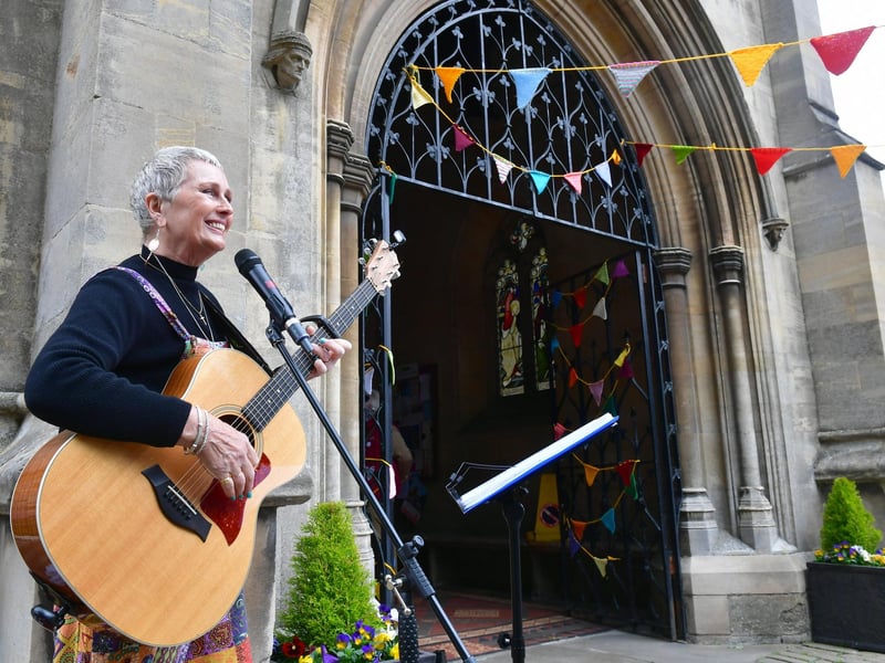 Nicky Haxby of Louth, performing outside St James' Church during the friendship festival. Photo: David Dawson