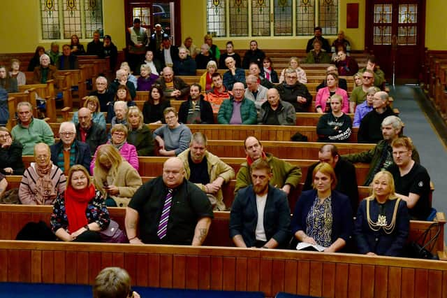 Some of those who attended the public safety meeting in Boston on Friday.