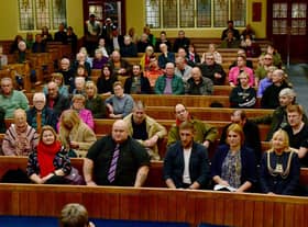 Some of those who attended the public safety meeting in Boston on Friday.