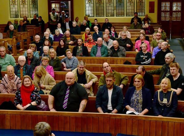 Some of those who attended the public safety meeting in Boston on Friday.