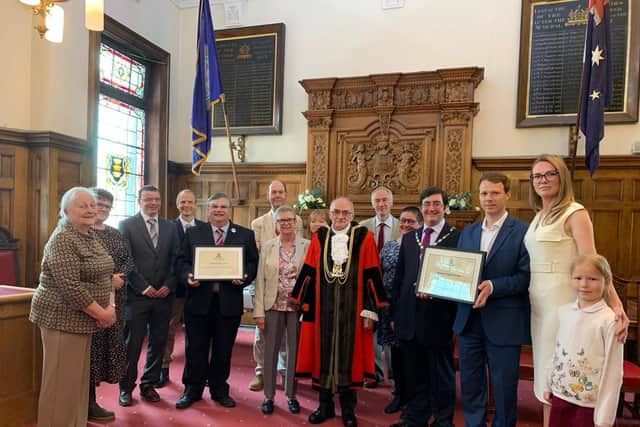 The two groups receiving their Civic Awards in a special ceremony at Boston Borough Council.