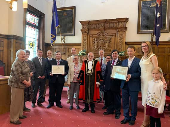 The two groups receiving their Civic Awards in a special ceremony at Boston Borough Council.