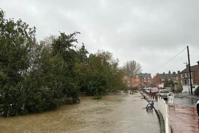 Rising water levels along the River Waring in Horncastle.