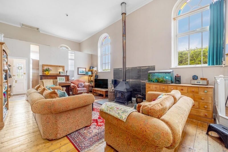 The lounge area with entrance in the background.