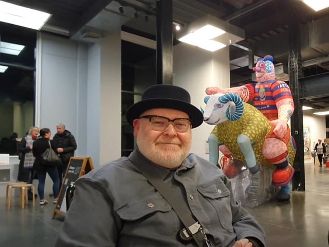 Jason Wilsher-Mills at the launch of his new exhitbiion at The Hub in Sleaford.