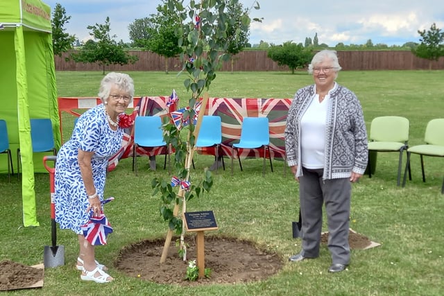 The Butterfly Hospice marked the occasion by the planting of a silver birch, officiated by two long term supporters, sisters Thelma Fountain, left, and Pam Bell, right.
