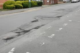 Potholes in need of repair on King Edwards Street, off Grantham Road in Sleaford.