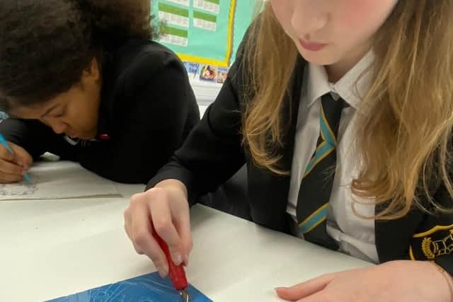 Banovallum School’s year nine Art and Design pupils working on ‘Natural forms’.