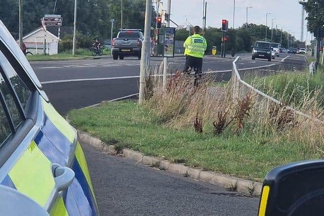 A police car check in Ingoldmells held to ensure vehicles are safe.