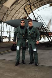 George Russell with Flt Lt Matt Brighty. Photo: Mercedes-AMG PETRONAS F1 Team