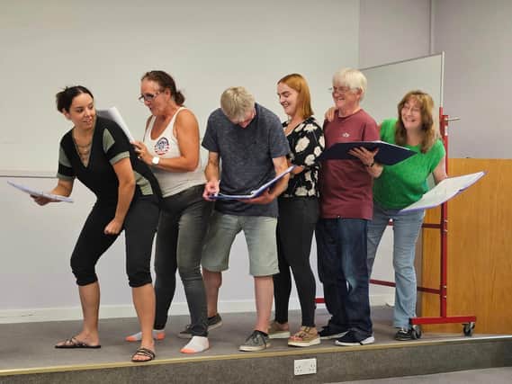 Louth Community Panto Group in rehearsal.