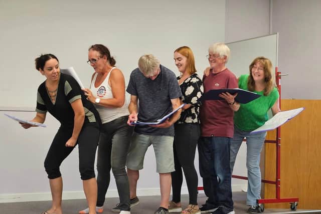 Louth Community Panto Group in rehearsal.