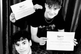 Jack, Will and Tom from State of Mind with their certificates.