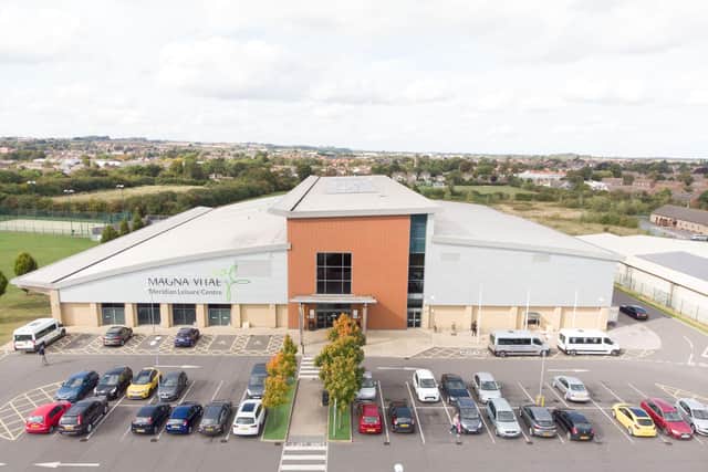 Drone Photo Overlooking the Meridian Leisure Centre.