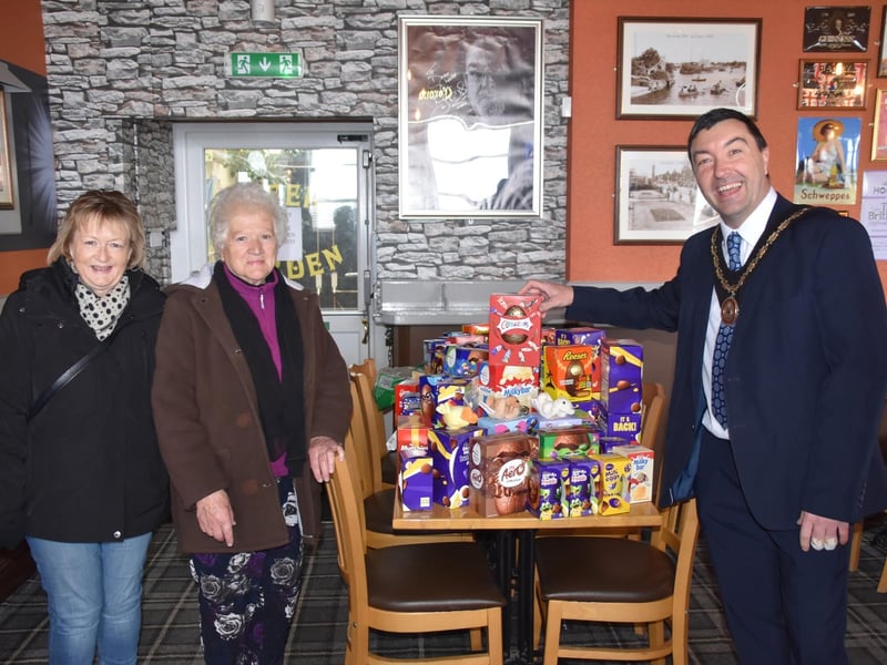 Mayor of Skegness Coun Jimmy Brookes checks out the eggs.