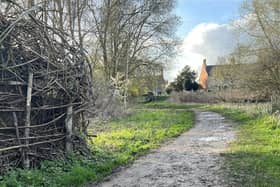 The muddy path through Lollycocks Field due to be upgraded.