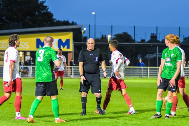 Skegness v Blackstones match action. Pic by Ryan Thompson, Happy Snapz Photography.