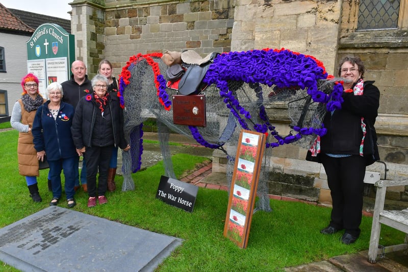 Pictured with Poppy - the War Horse are (from left) Sandra Plant, Ann Lincoln, Ben Stephenson, Doreen Wilson, Laura Stephenson, Rachel Burnett.