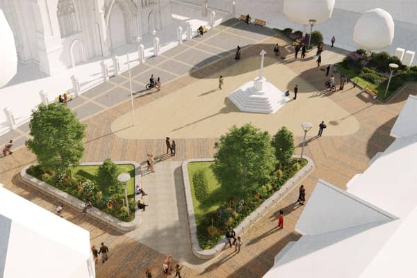 An impression of how the new vision for Sleaford market Place might take shape.
