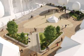 An impression of how the new vision for Sleaford market Place might take shape.