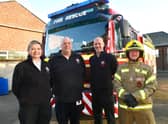 Pictured at Horncastle fire station, watch managers Kyle Campbell, Julia Whitfield and Phil Siddell with firefighter Justin Clayton.