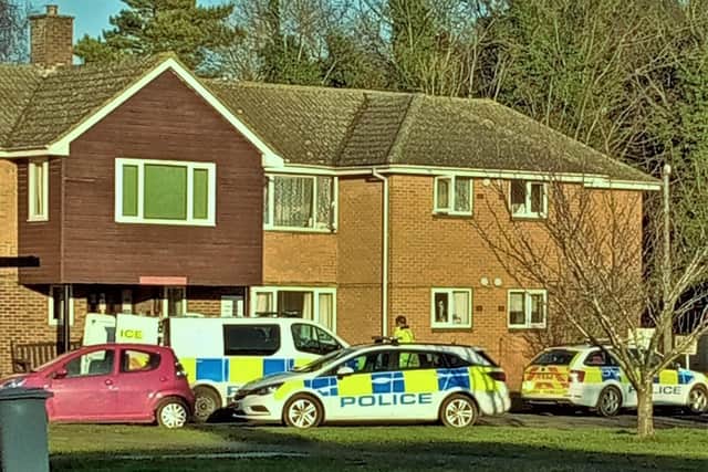 Police outside Dobson Court in Burgh le Marsh earlier this year.