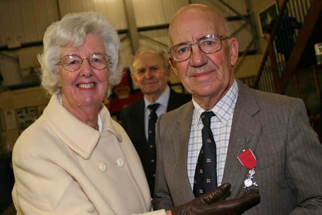 April Grunnill BEM and Joel Grunnill MBE at Skegness Lifeboat Station. Photo: RNLI.