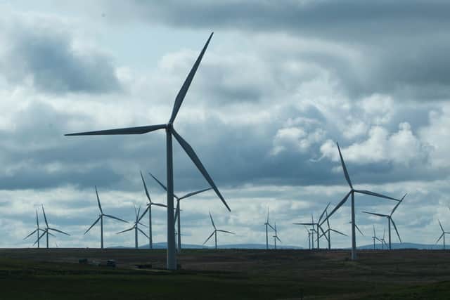 A view of turbines at Whitelee Windfarm in East Renfrewshire, the UK's largest onshore wind farm, as the Scottish Government said an emergency summit convened in the wake of Westminster's decision to scrap a subsidy scheme for onshore wind farms was attended by more than 200 people.