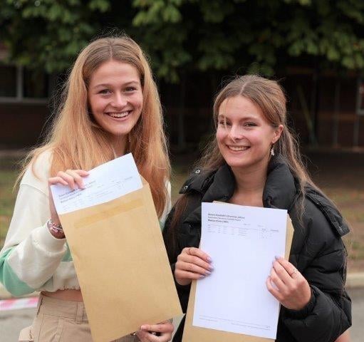 Students at Queen Elizabeth Grammar School in Alford celebrating their A-Level results.
