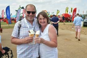 Enjoying the sun - Michelle Harris and Stephen Walker of Snitterby at Cereals.