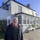 Pub Owner David Wood, outside the Butcher's Arms in North Kelsey, Lincolnshire